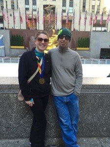 Keelin and her boyfriend Mike, at the finish of the New York City Marathon.