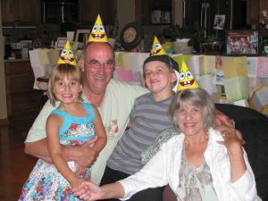 Carole & Ron with Treyson & Haylie celebrating Haylie's 6th birthday