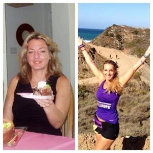 Before and After photo of Julie, who took up running and regained her health and fitness!