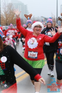 Deb running in the Ugly Christmas Sweater Run