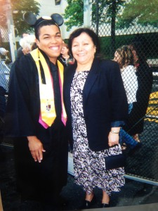 Joel and his mother Mera at his graduation.