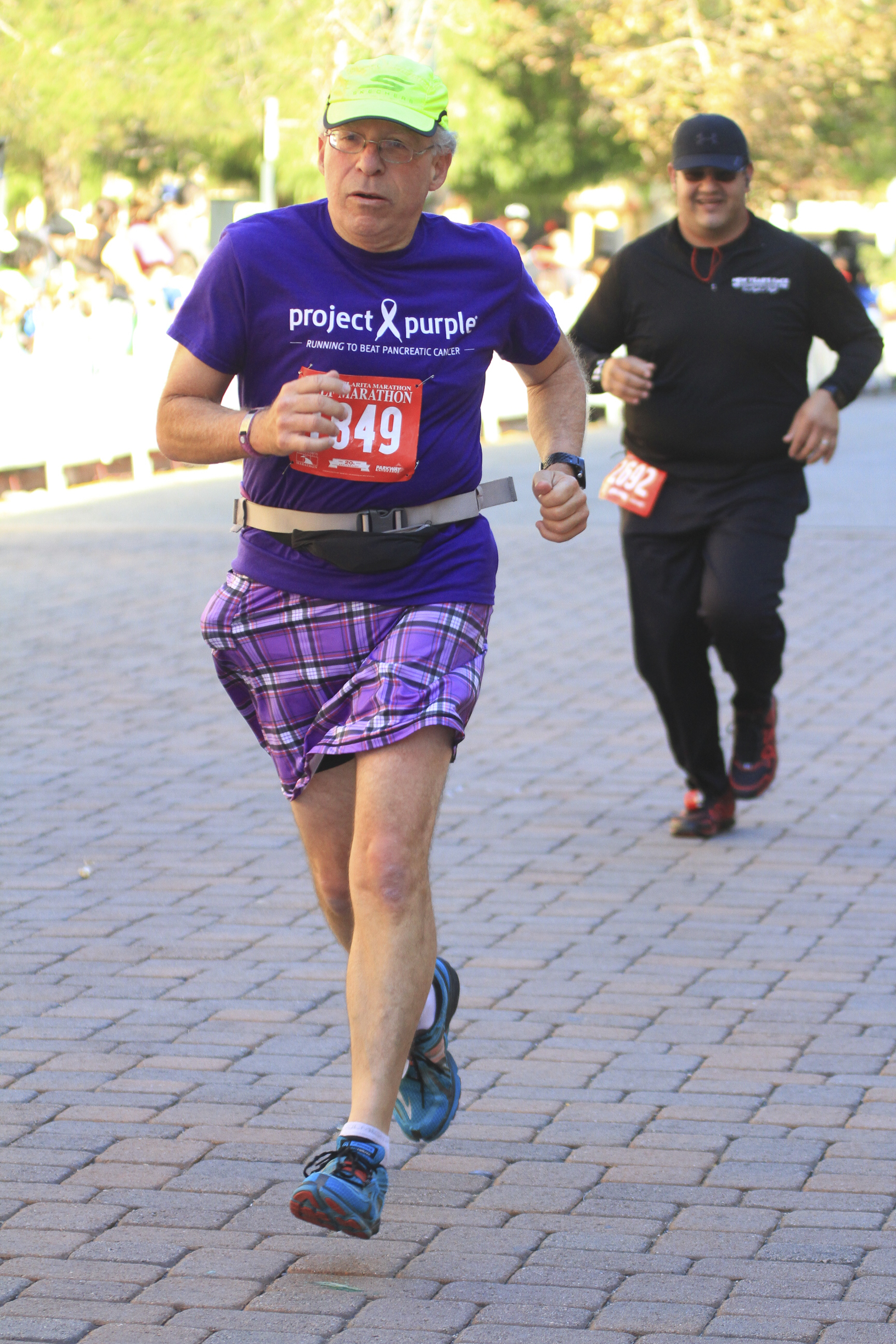 Barry Morrill running in his "cancer-fighting kilt"
