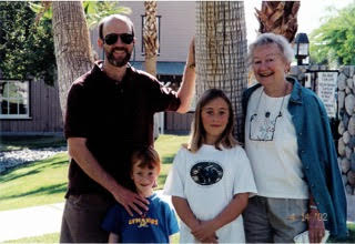 Emily with her father, Paul, brother Tom and Grandma Doris