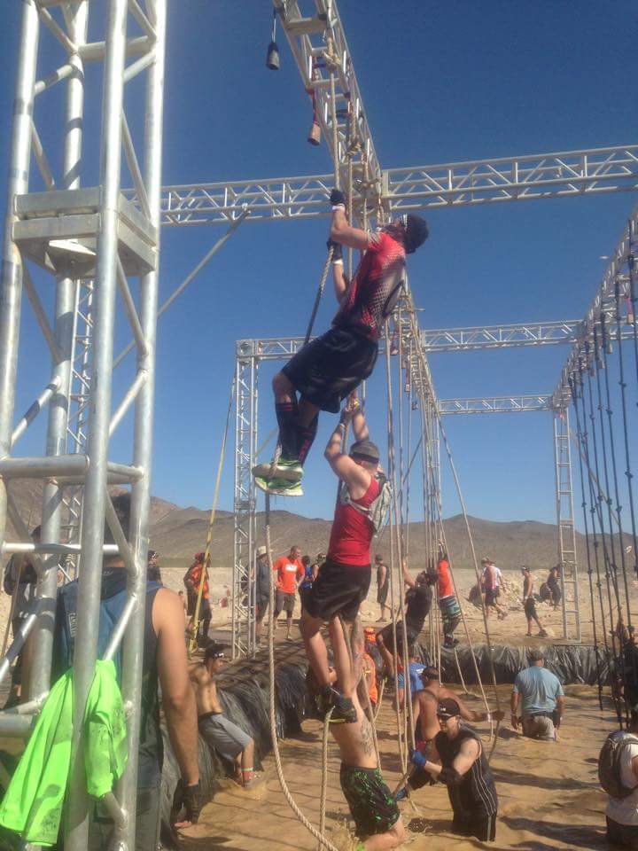 Pedro (top) in a rope climb.