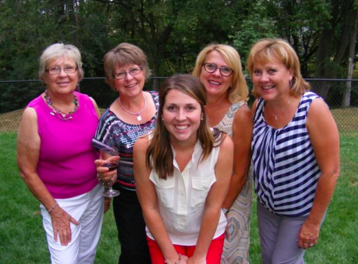 Katie with her aunts Bev, Sharon, Pat, and her mom, Nancy