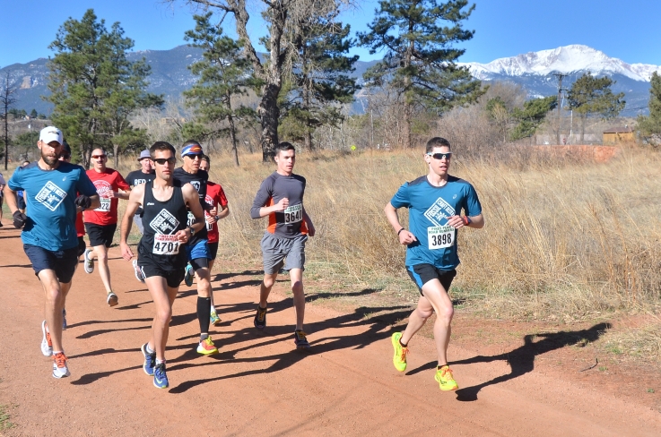The lead pack of runners, photo courtesy of Tim Bergsten with Pikes Peak Sports. 