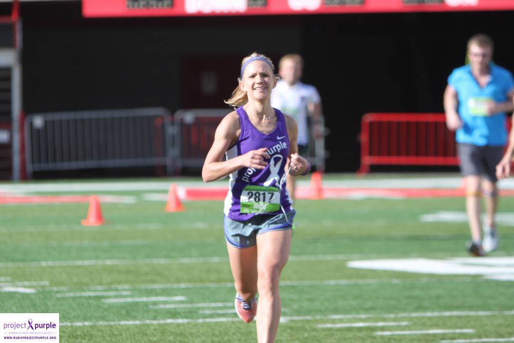 Holly finishing the 2015 Lincoln Half-Marathon.