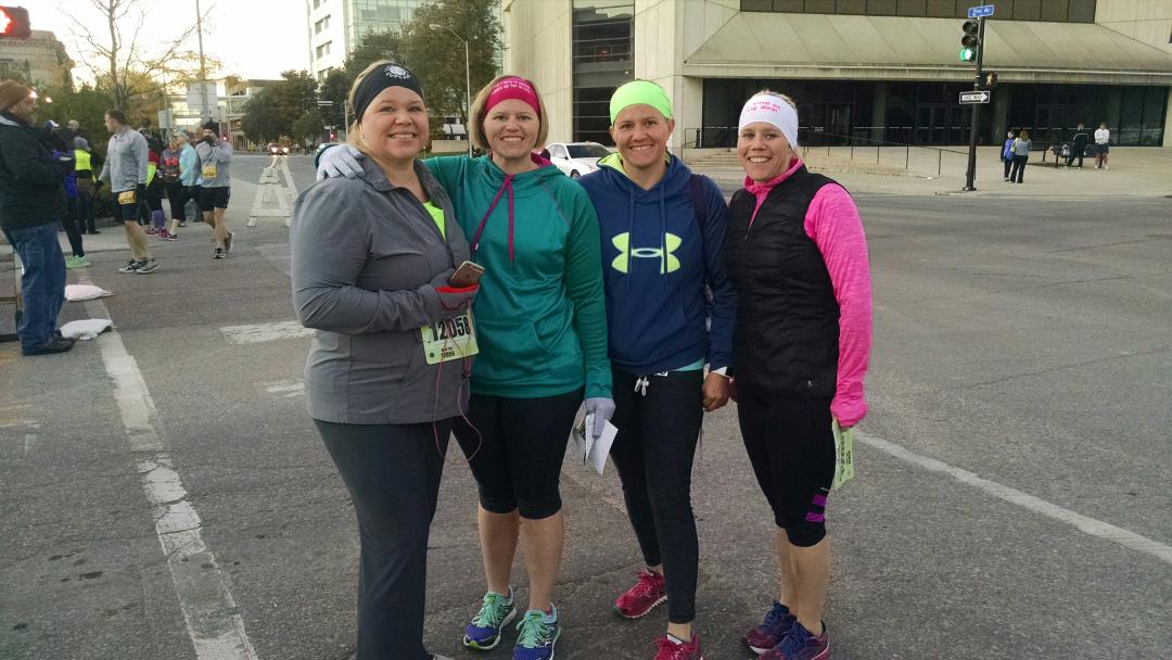 Sisters Denise, Karrie, Katie and Janene after the 2015 Des Moines marathon relay