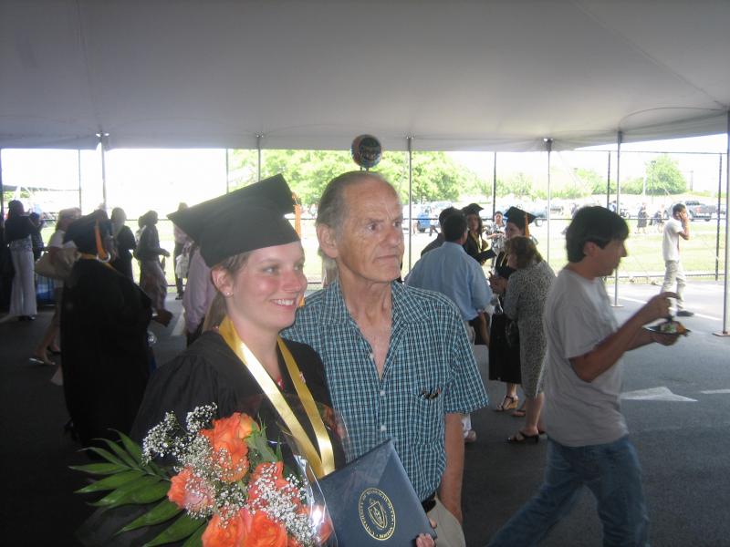 Deb with her father-in-law at her nursing school graduation